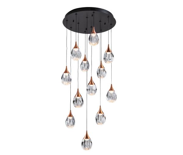 CORINA- LAMPARA 12L NEGRO-COBRE - SCHULLER