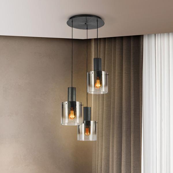 VENIZE LAMPARA 3L NEGRO-SMOKE - ILUMINACION i3 By SCHULLER