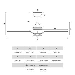 Ventilador ALO Negro FARO - Motor DC Luz Led Ø152cm.