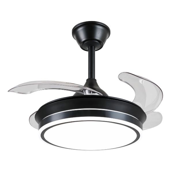 Ventilador Retractil Ambra-S Negro P&B - Motor DC. luz LED. 40-92cmØ.