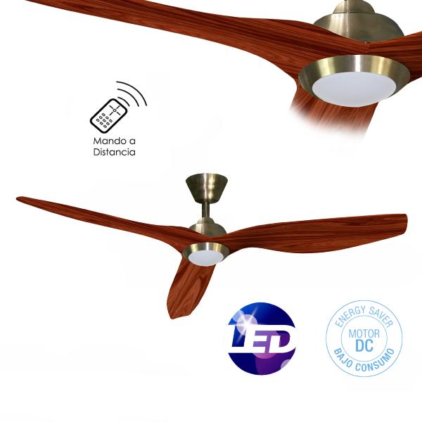 Ventilador Delfos Oro envejecido Fabrilamp motor DC. 132cm.Ø