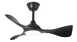 Ventilador Caiman Negro Fabrilamp - Motor DC. 89cm Ø. Luz LED