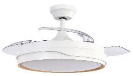 Ventilador Tempano Blanco Madera Fabrilamp - Motor DC Ø107cm