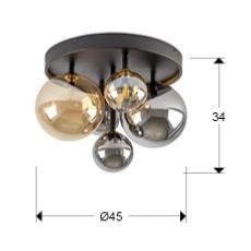 Plafon DARK 5 luces - Schuller. Bombilla LED G9