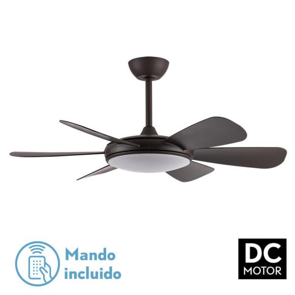 Ventilador ORIEL Marron - Fabrilamp  Motor DC, luz LED Ø107cm