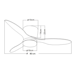 Ventilador Emily S Blanco especial techos bajos - Motor DC. Luz LED. 80cmØ.