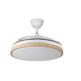 Ventilador EVROS Blanco-Madera Fabrilamp - Motor DC Ø107cm