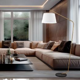 Pie salon TALBOT latón/blanco 1 x 60w e-27 - ALEMAR