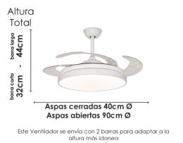Ventilador Tegaluxe - Blanco aspas retractiles 90cm.Ø
