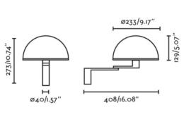 Aplique DOME negro con brazo orientable Faro
