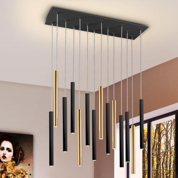 LAMPARA VARAS ORO/NEGRO 14L - SCHULLER