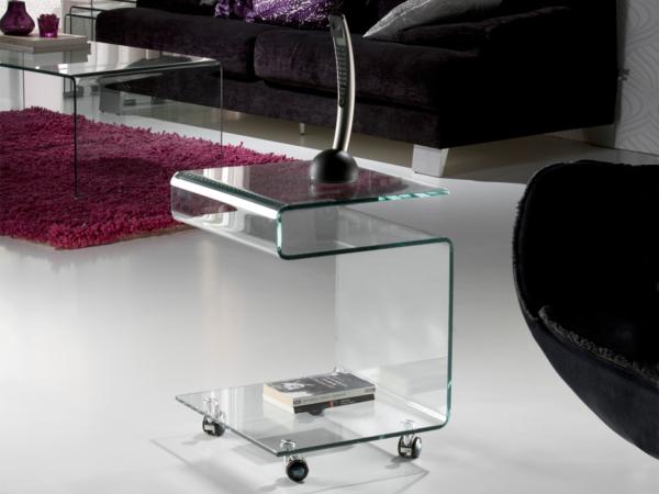 Mesa Glass Schuller - Mueble auxiliar cristal con ruedas