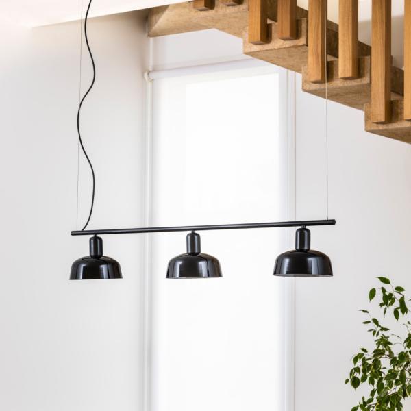 Lampara lineal TATAWIN S Colgante cristal negro Faro