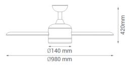 Ventilador Atuaire Sulion luz LED 98cm
