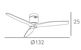 Ventilador AGUILON Blanco - Sin luz - Fabrilamp motor DC. 132cm.Ø