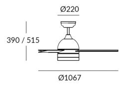 Ventilador INCA - Forlight - luz Led 106,7cm.Ø