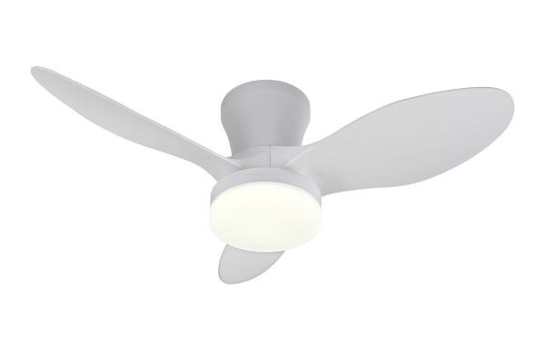 Ventilador Emily S Blanco especial techos bajos - Motor DC. Luz LED. 80cmØ.