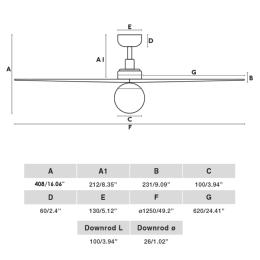 Ventilador Klim M FARO - Negro Roble - 1 bombilla E27 -  Ø125cm.