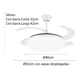 Ventilador ISABELLA Niquel P&B - Motor DC Ø40-92cm Luz LED