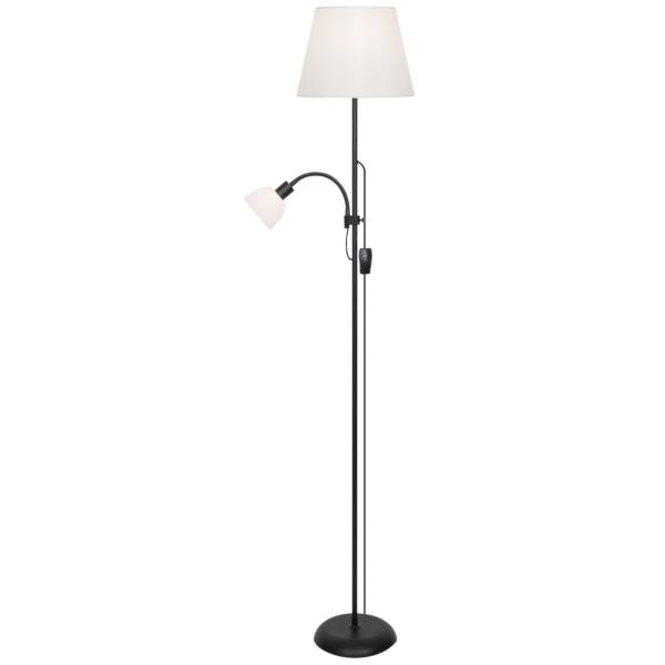 Lampara de pie Sisto negro - 1 Bombilla E27 + 1 bombilla E14