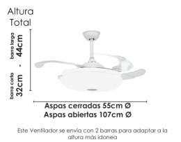 Ventilador Tegaluxe - Music Blanco aspas retractiles 107cm.Ø