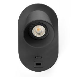 Aplique CORB negro con USB A Faro Barcelona