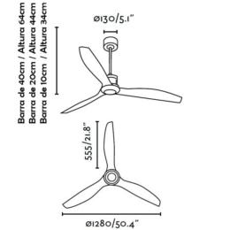 Ventilador COPPER Negro Faro 128cm.Ø Motor DC - Sin luz