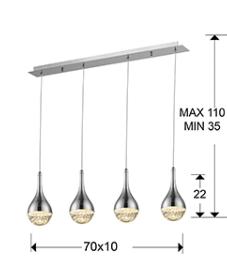 Lámpara colgante Elie Schuller - acabado cromo 4L. LED.