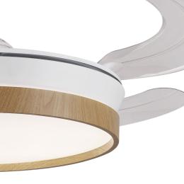 Ventilador Retractil FIONA-L Blanco Madera P&B - Motor DC. luz LED. 50-108cmØ.