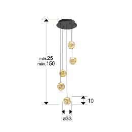 ZARIA LAMP 5L-NEGRO/BRONCE/AMBAR D25 DIM - SCHULLER