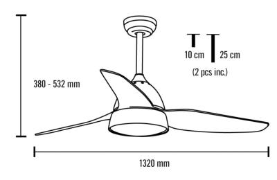 medida ventilador Brisa Mimax Lighting