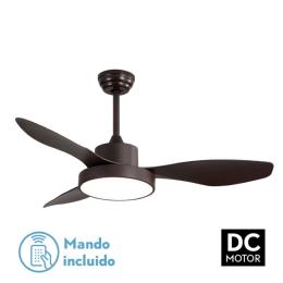 Ventilador HAYATE Marrón Fabrilamp  Motor DC, luz LED Ø120cm