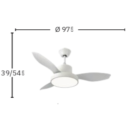 Ventilador HAYATE Mini Cuero Fabrilamp  Motor DC, luz LED Ø97cm