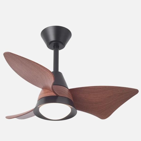 Ventilador Jaguar Negro Roble Fabrilamp - Motor DC. 96cm Ø. Luz LED