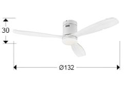 Ventilador SIROCO Blanco - Schuller - Motor DC LED Ø132cm