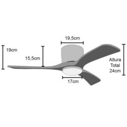 Ventilador CASTULO Oro Envejecido - Sunaca -  Motor DC. luz LED 132cm Ø.