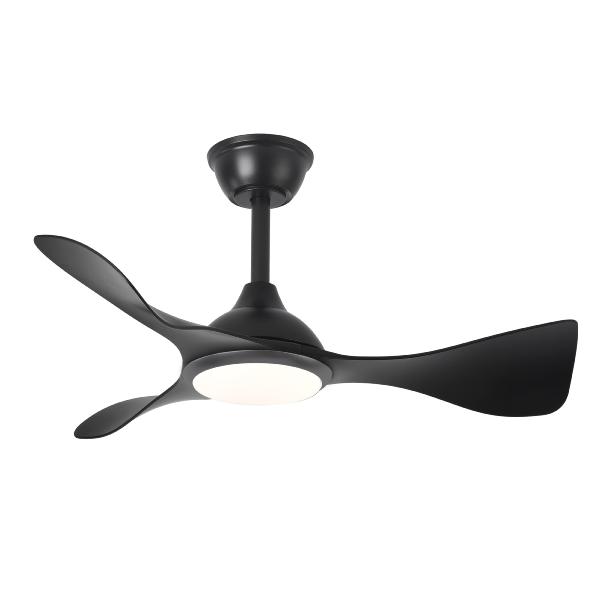 Ventilador Caiman Negro Fabrilamp - Motor DC. 89cm Ø. Luz LED