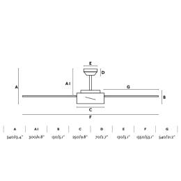 Ventilador Hydra FARO - Blanco Motor DC. luz LED 133cm. Ø