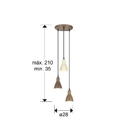 I3-AFRA- LAMPARA 3L -MARRON/CREMA - ILUMINACION i3 By SCHULLER