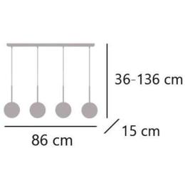 Regleta 4L PORTILE latón-opal 4 x 40w e-14 - ALEMAR