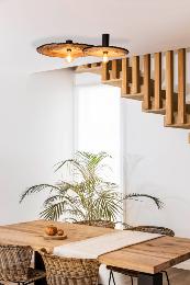 Aplique/plafón COSTAS negra/ratán Ø60cm Faro