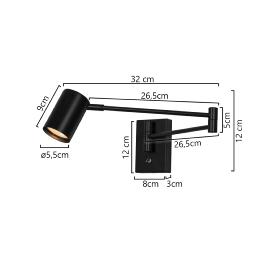 Aplique ROMEO metal negro 1 x 50w gu10 - ALEMAR