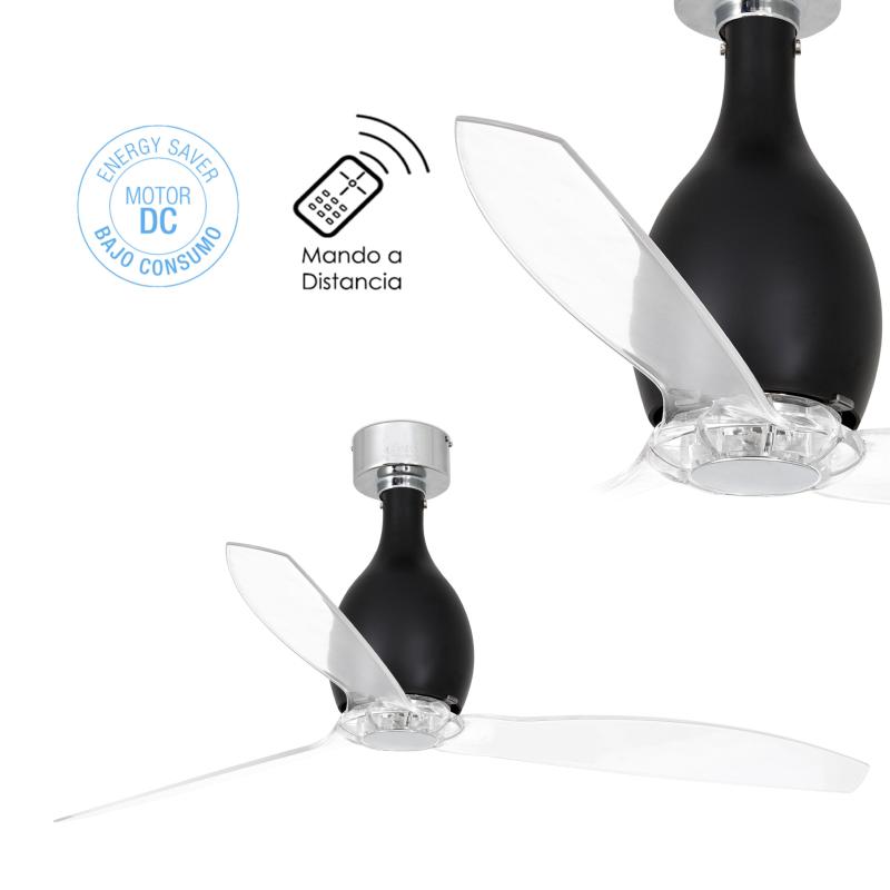 Ventilador Mini Eterfan FARO - negro pala transparente 128cm Ø