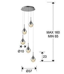 Lámpara colgante Elie Schuller - acabado cromo 5L. LED.