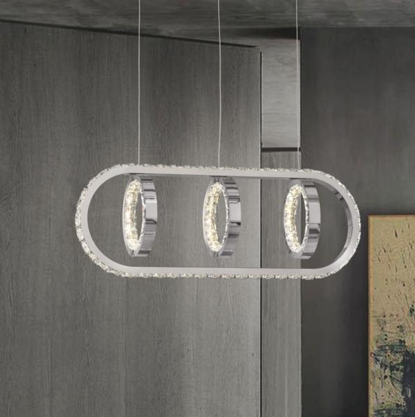 Lampara Monaco Acontract-luz. 3 aros + E. Oval LED 