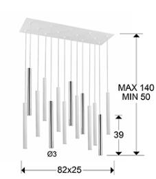 Lampara Varas Schuller -  Blanco y cromo 14 luces LED