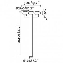 Farola de exterior 3 L. 214cm Serie Blubs FARO