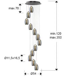 NUEVA NEBULA - LAMPARA 12L CROMO - SCHULLER