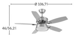 Ventilador BRAW Niquel Fabrilamp - Motor DC. 107cm.Ø