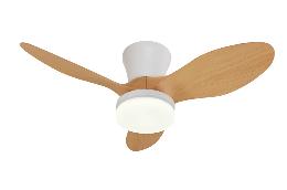 Ventilador Emily S Blanco madera especial techos bajos - Motor DC. Luz LED. 80cmØ.